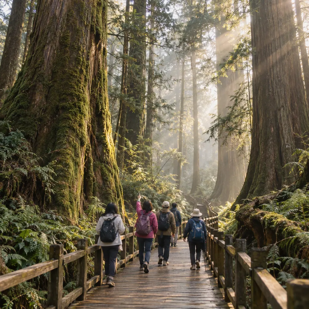 阿里山森林步道上的旅客